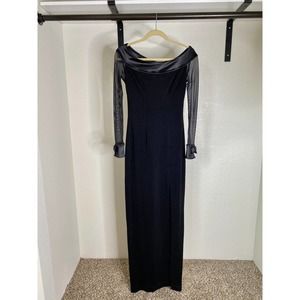 Tadashi Vintage 80's black off the shoulder evening dress | M